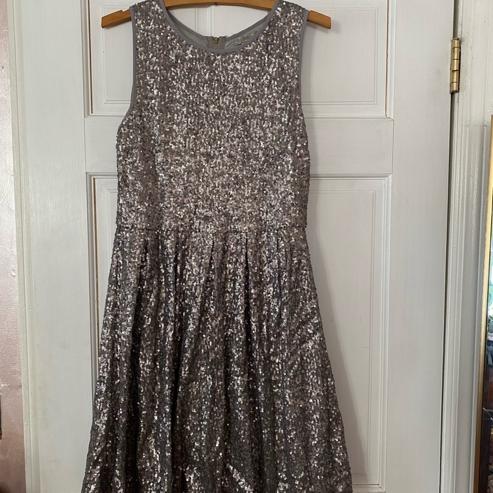 ISSI Women's Glittering Pewter Sequin Dress Size M NWOT Glam